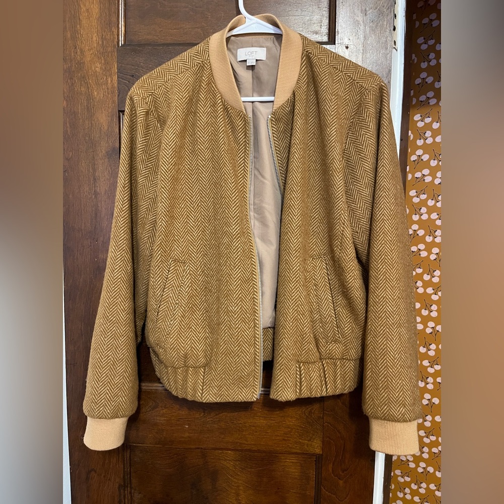 Loft Lightweight Camel Chevron Jacket - image 1